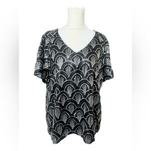 Cremieux VTG Blouse Silver Black Sequin L Evening 1920s art deco glam Flapper